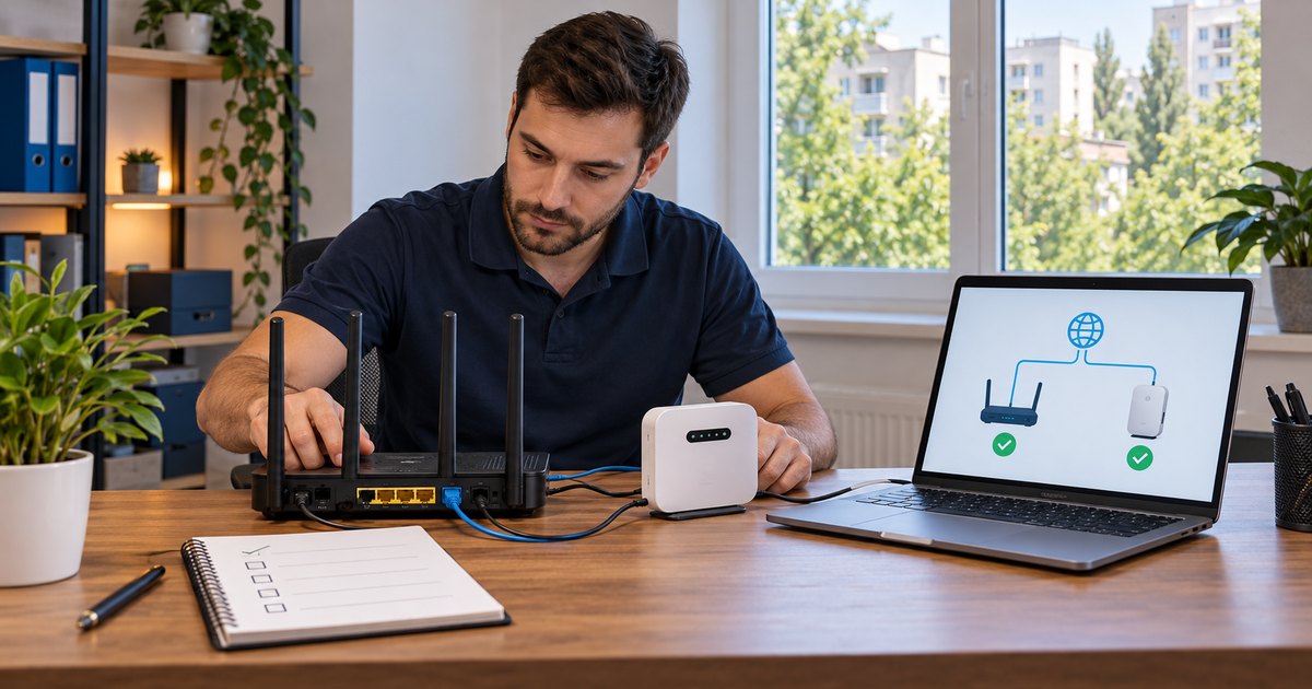 Router de birou și două căi independente de conectare.