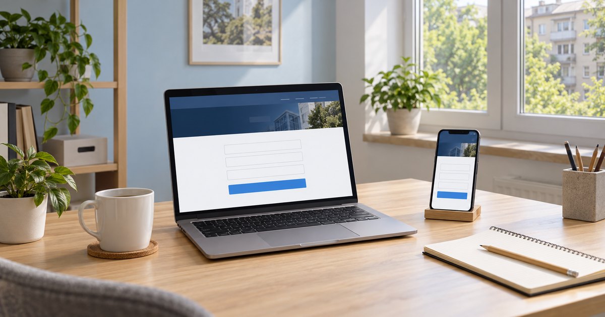 Formular demonstrativ de contact pe laptop și telefon